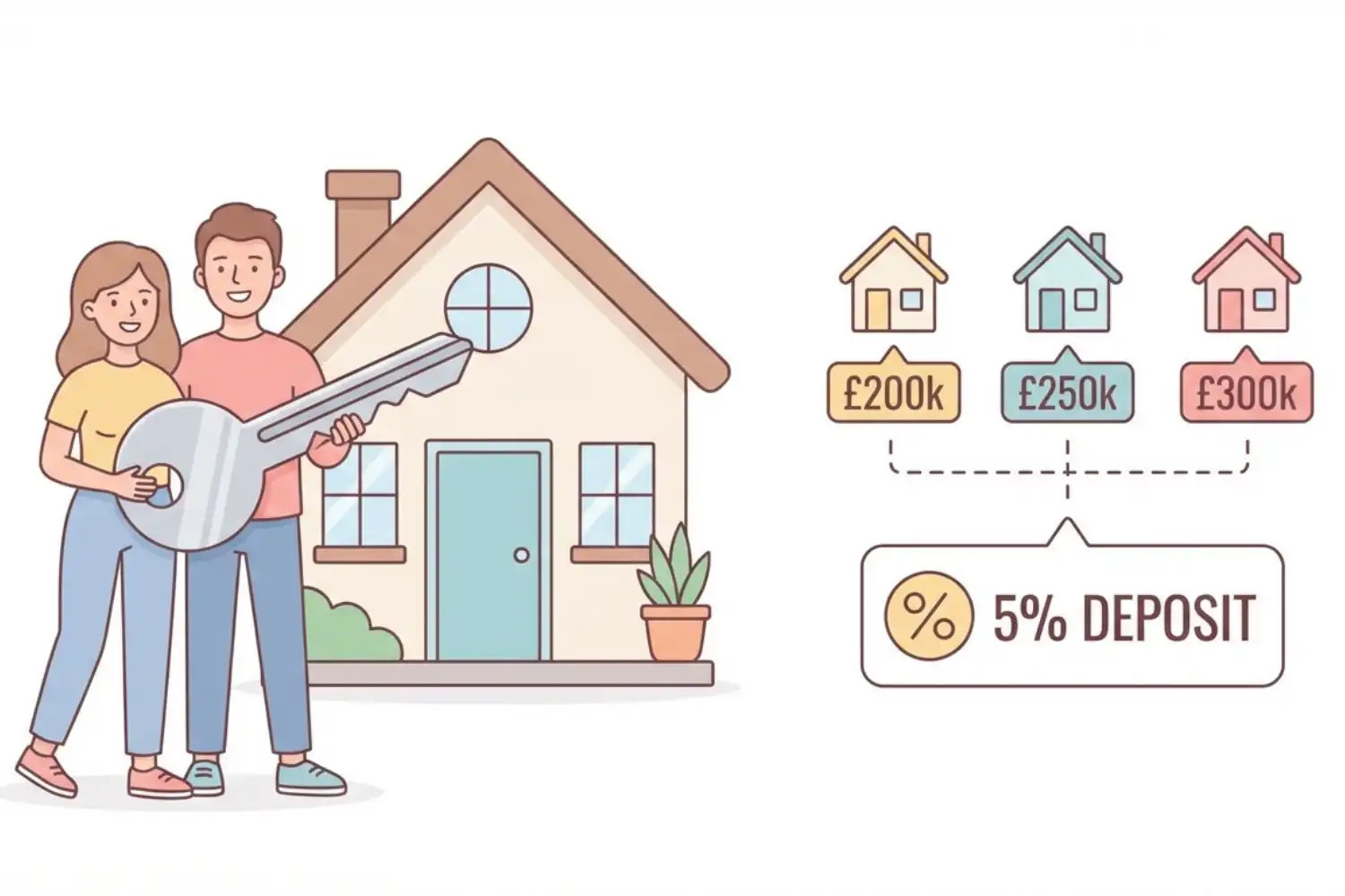 House deposit amount comparison — first-time buyer deposit options at 5%, 10% and 20% LTV in the UK