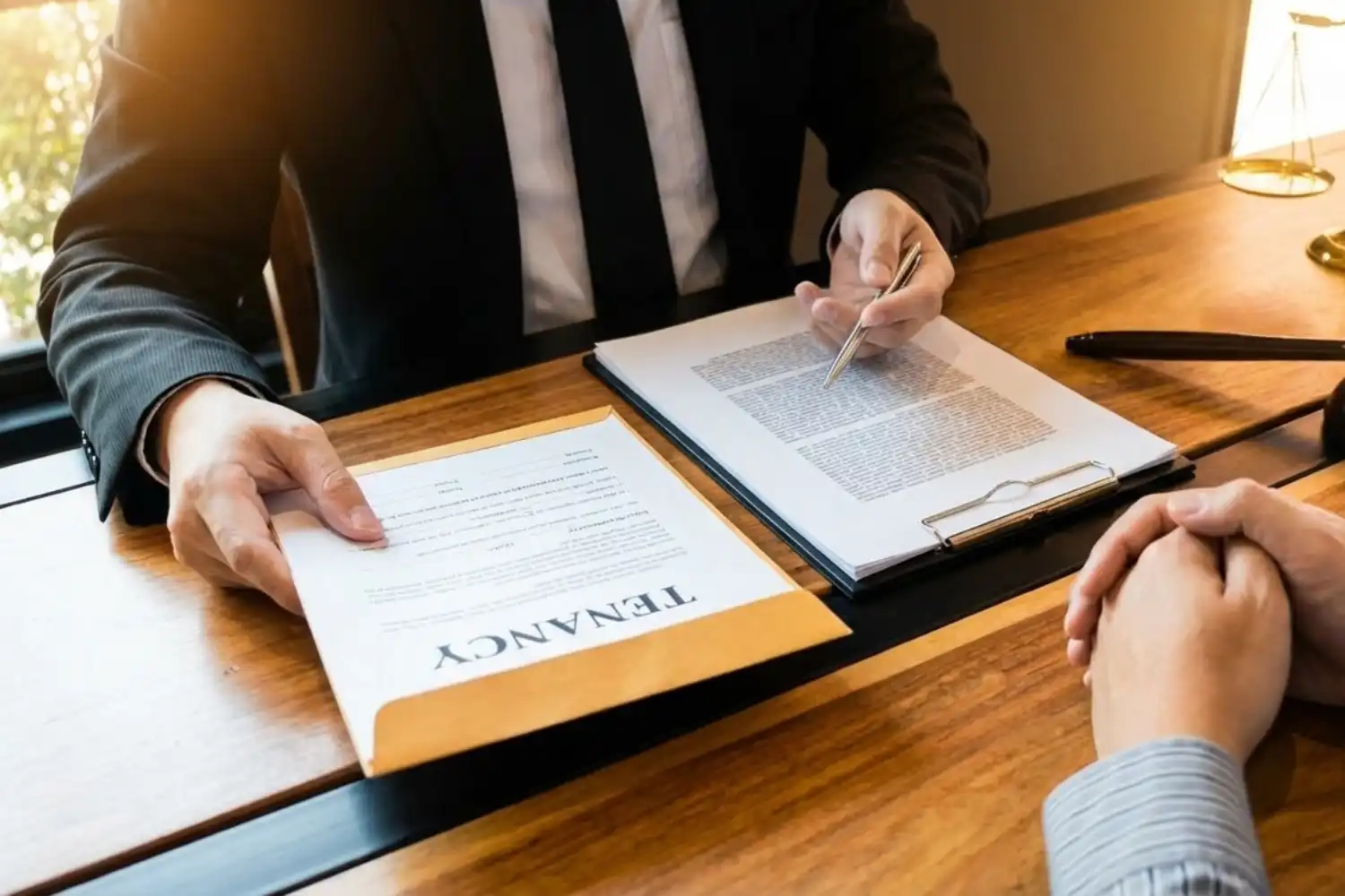 Social housing tenant receiving legal advice on Awaab's Law rights against landlord for damp and mould hazards in UK social housing