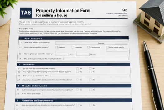 TA6 property information form for selling a house