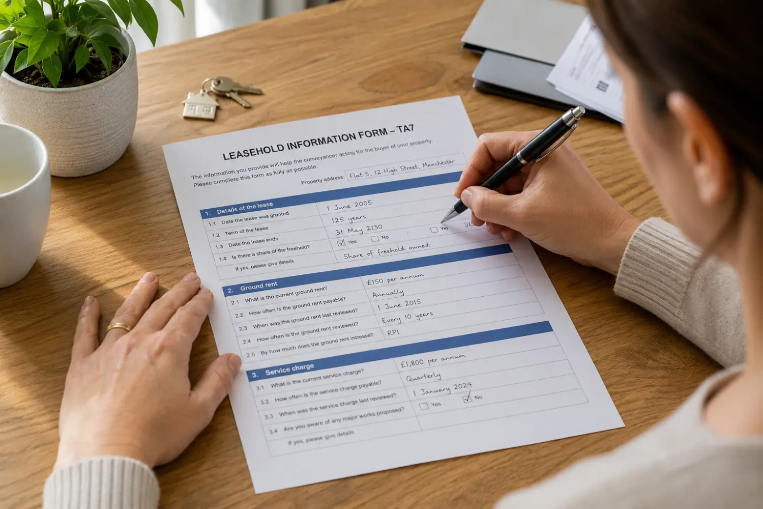 seller completing TA7 leasehold information form sections