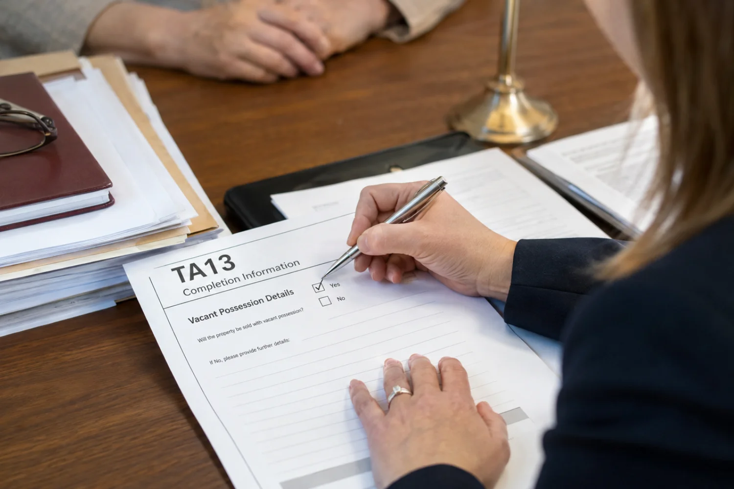 Solicitor confirming vacant possession details on a TA13 form